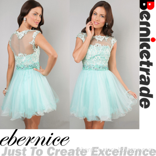 2014new Short Lace Blue Prom Cocktail Dress Ball Gowns
